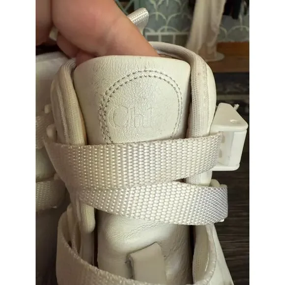 Chloé White Lambskin Leather Sonnie Western High Top Sneakers Sz. 36 - Picture 8 of 11